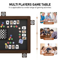Wood Poker Table Convertible Gaming Table for 4-6 Players with Removable Tops