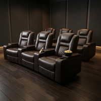 36.22" W Luxury Individual Seat Top Faux Leather Home Theater Seat Recliners Quadruple Seat with USB & Dual Cup Holders & Arm Storage (Set of 4) — Studio Shot