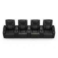 36.22" W Luxury Individual Seat Top Faux Leather Home Theater Seat Recliners Quadruple Seat with USB & Dual Cup Holders & Arm Storage (Set of 4) — Studio Shot
