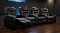 36.22" W Luxury Individual Seat Top Faux Leather Home Theater Seat Recliners Quadruple Seat with USB & Dual Cup Holders & Arm Storage (Set of 4) — Lifestyle