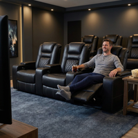 36.22" W Luxury Individual Seat Top Faux Leather Home Theater Seat Recliners Quadruple Seat with USB & Dual Cup Holders & Arm Storage (Set of 4) — Lifestyle
