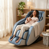 Blue Faux Leather Zero Gravity Recliner 3D Programmable Massage Chair — Lifestyle