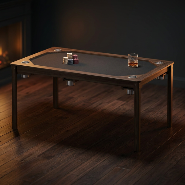 Convertible Gaming Table Designed for Family Game Nights, Solid Oak Wood, 4-6 Players, Removable Tops