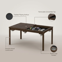 Wood Poker Table Convertible Gaming Table for 4-6 Players with Removable Tops — infographic