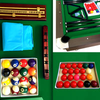 Pool Table Built for Home Entertainment, Automatic Ball Return, Vintage Green Cloth, Complete Set