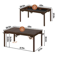 Convertible Gaming Table Designed for Family Game Nights, Solid Oak Wood, 4-6 Players, Removable Tops