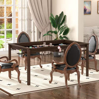 Wood Poker Table Convertible Gaming Table for 4-6 Players with Removable Tops